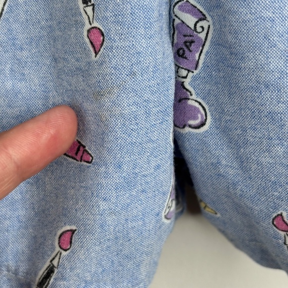 Vintage 90s Rare Carters Overalls Baby Girls 12M Artist Romper Paint Crayons - Picture 6 of 11